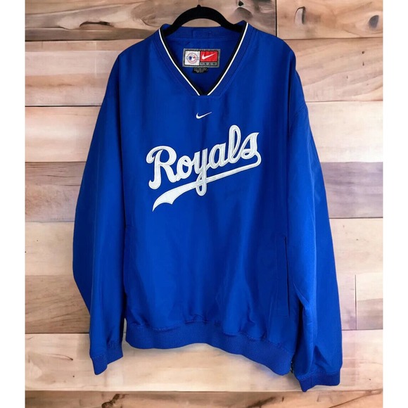 Nike Other - Vtg Nike Kansas City KC Royals Center Swoosh Blue Pullover MLB Baseball Jacket L